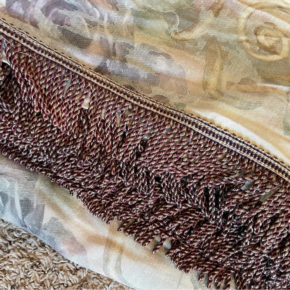 Croscill Chambord Cassis 2 pieces Original Drapes Valance 44 x 208 fringe scarf